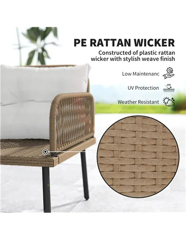 Outsunny 6 Piece Rattan Garden Furniture Set, 8 Seater Garden Corner Sofa with Cushions and Glass Top Table, Sectional Outdoor F