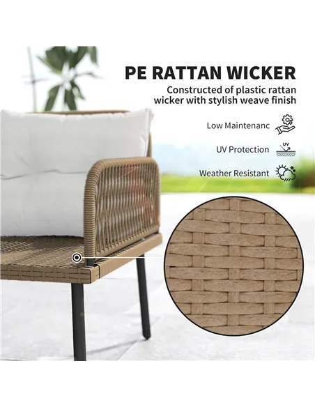 Outsunny 6 Piece Rattan Garden Furniture Set, 8 Seater Garden Corner Sofa with Cushions and Glass Top Table, Sectional Outdoor F