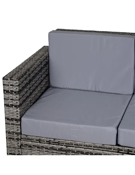 Outsunny Rattan Sofa, 2 Seater Garden Furniture with Soft Padded Cushion and Armrests, Wicker Garden Loveseat for Patio, Mixed G