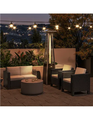 Outsunny Rattan Sofa, 2 Seater Garden Furniture with Soft Padded Cushion and Armrests, Wicker Garden Loveseat for Patio, Black