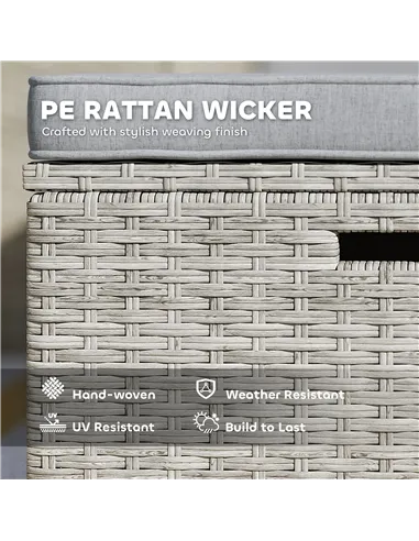 Outsunny 5 Piece Rattan Garden Furniture Set, Nesting Outdoor Furniture Conversation Set with 2 Footstools, WPC Storage Coffee T