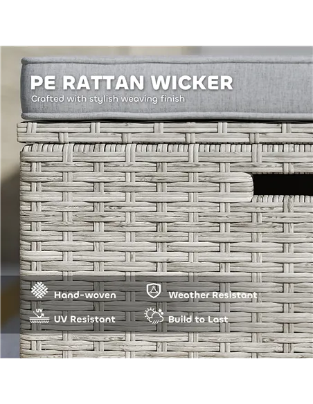 Outsunny 5 Piece Rattan Garden Furniture Set, Nesting Outdoor Furniture Conversation Set with 2 Footstools, WPC Storage Coffee T