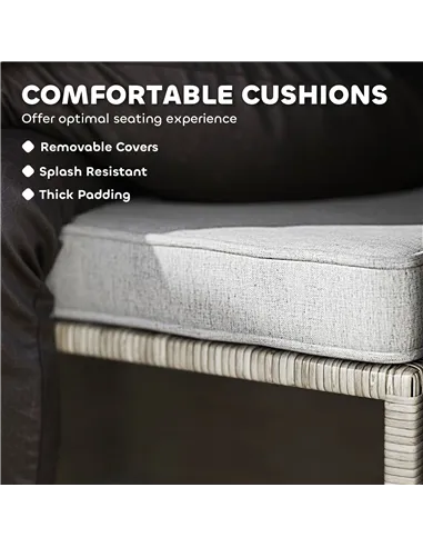 Outsunny 5 Piece Rattan Garden Furniture Set, Nesting Outdoor Furniture Conversation Set with 2 Footstools, WPC Storage Coffee T