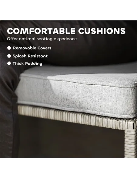 Outsunny 5 Piece Rattan Garden Furniture Set, Nesting Outdoor Furniture Conversation Set with 2 Footstools, WPC Storage Coffee T