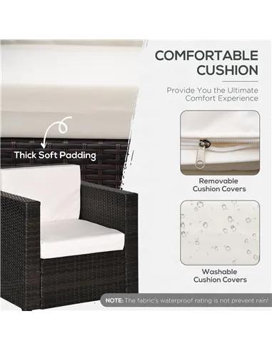 Outsunny Single Seater Rattan Chair, PE Wicker Garden Armchair with 10 cm Thickened Cushion, All-Weather Rattan Garden Chair wit