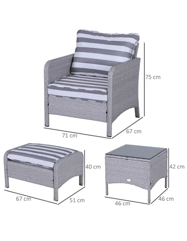 Outsunny 5 Pieces PE Rattan Garden Furniture Set with 10cm Thick Padded Cushions, Wicker Weave Outdoor Seating Chairs with 2 Arm