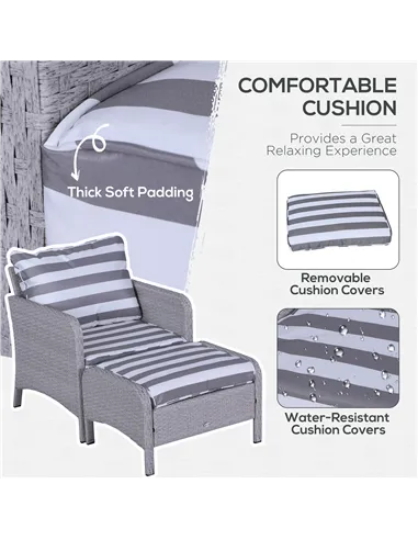 Outsunny 5 Pieces PE Rattan Garden Furniture Set with 10cm Thick Padded Cushions, Wicker Weave Outdoor Seating Chairs with 2 Arm