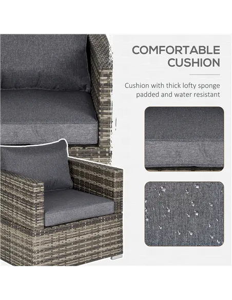 Outsunny Single Rattan Garden Chair, PE Wicker Garden Armchair with Cushions, Outdoor Rattan Chair with Armrests and Steel Frame