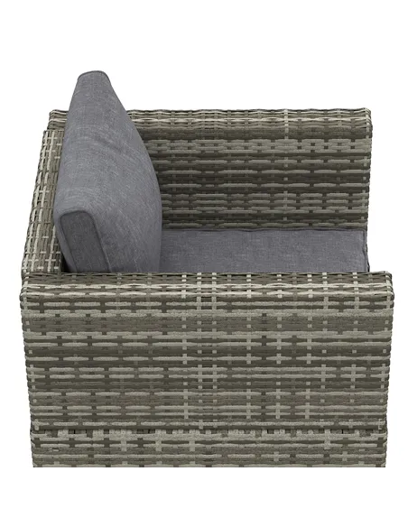 Outsunny Single Rattan Garden Chair, PE Wicker Garden Armchair with Cushions, Outdoor Rattan Chair with Armrests and Steel Frame