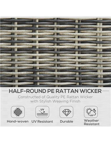 Outsunny Five Piece Rattan Armchair, Stool and Table Set - Mixed Grey