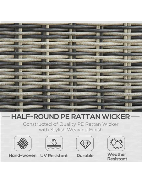 Outsunny Five Piece Rattan Armchair, Stool and Table Set - Mixed Grey