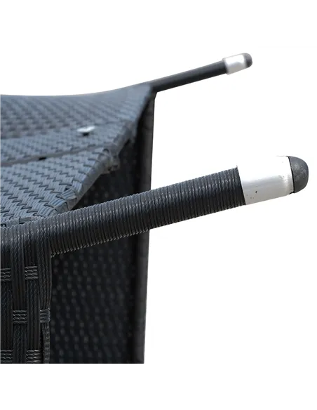 Outsunny 2 Seater Rattan Campanion Chair Wicker Loveseat Outdoor Patio Armchair with Drink Table Garden Furniture - Black