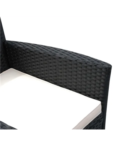 Outsunny 2 Seater Rattan Campanion Chair Wicker Loveseat Outdoor Patio Armchair with Drink Table Garden Furniture - Black