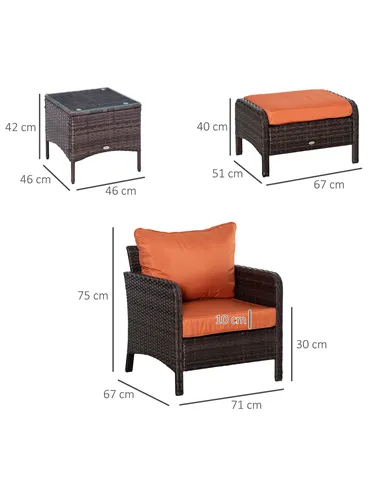 Outsunny 5 Pieces PE Rattan Garden Furniture Set with 10cm Thick Padded Cushions, Wicker Weave Outdoor Seating Chairs with 2 Arm
