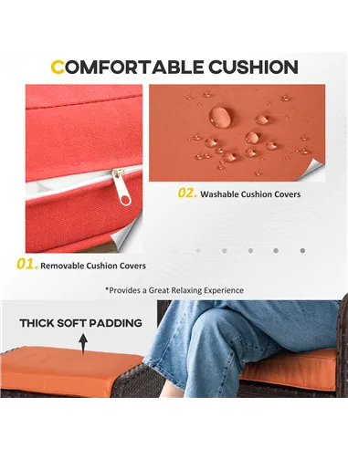 Outsunny 5 Pieces PE Rattan Garden Furniture Set with 10cm Thick Padded Cushions, Wicker Weave Outdoor Seating Chairs with 2 Arm