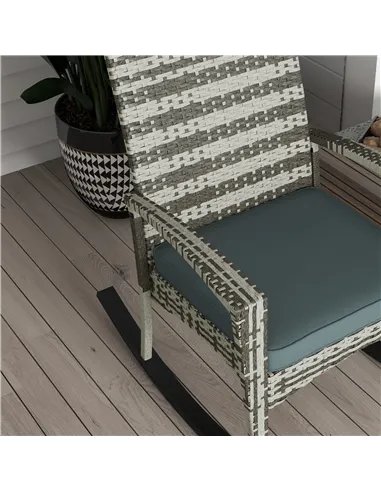 Outsunny PE Rattan Garden Rocking Chair, Outdoor Rocking with Cushion, 160 KG Capacity Wicker Garden Armchair Rocker with Metal 