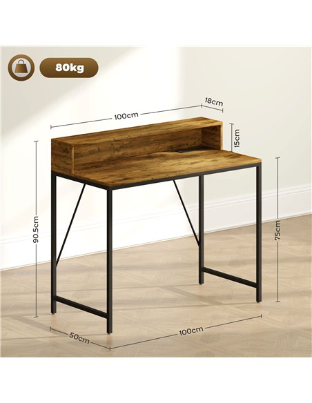 HOMCOM 100cm Computer Desk with LED Lights and Power Outlets, Gaming Desk with Monitor Stand, Computer Table with Remote for Hom