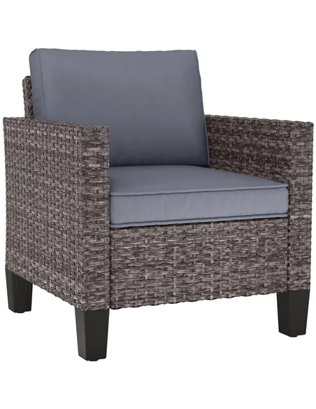 Outsunny Single Rattan Armchair, with Cushions - Mixed Grey