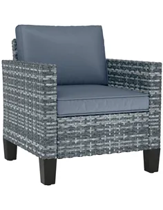 Outsunny Single Rattan Armchair, with Cushions - Light Grey