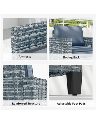 Outsunny Single Rattan Armchair, with Cushions - Light Grey