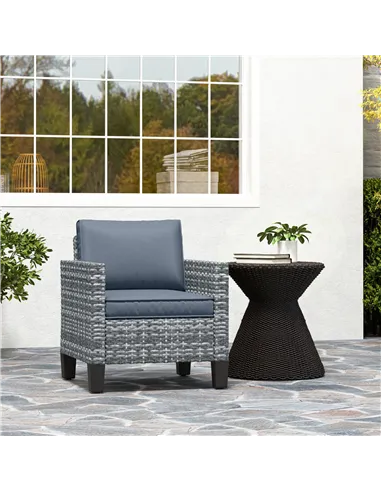 Outsunny Single Rattan Armchair, with Cushions - Light Grey