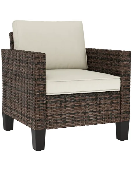 Outsunny Single Rattan Armchair, with Cushions - Brown