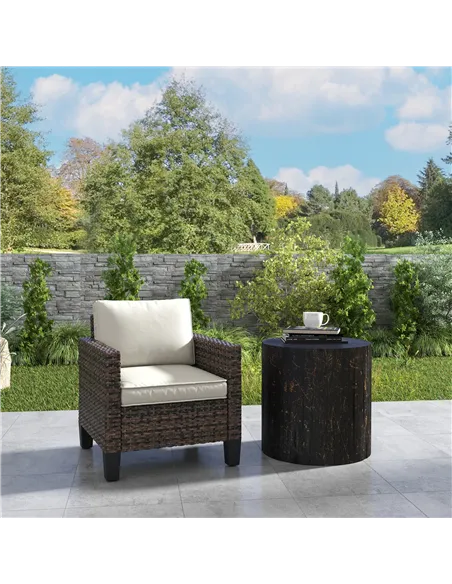 Outsunny Single Rattan Armchair, with Cushions - Brown