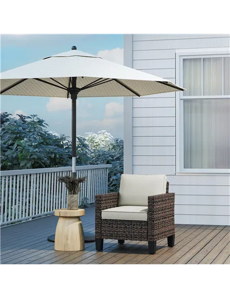Outsunny Single Rattan Armchair, with Cushions - Brown