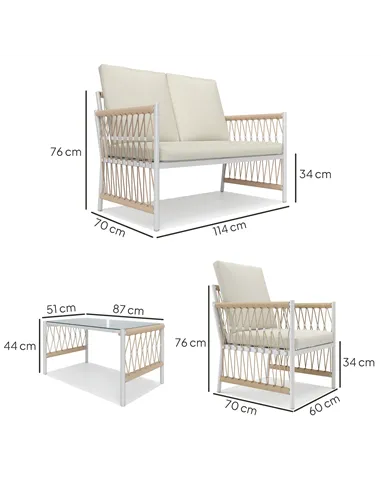 Outsunny 4 Piece Rattan Garden Furniture Set, 4 Seater Wicker Patio Conversation Set with 2 Armchairs, Loveseat, Glass Top Coffe