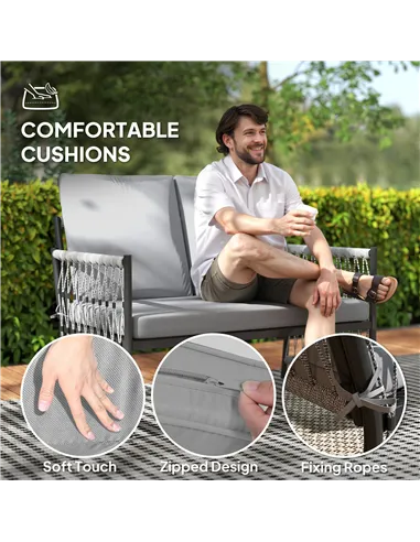 Outsunny 4 Piece Rattan Garden Furniture Set, 4 Seater Wicker Patio Conversation Set with 2 Armchairs, Loveseat, Glass Top Coffe