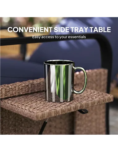 Outsunny 140° Reclining Rattan Armchair - Brown/Blue