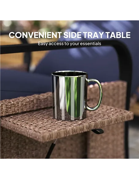 Outsunny 140° Reclining Rattan Armchair - Brown/Blue