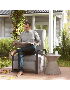 Outsunny 140° Reclining Rattan Armchair - Mixed Grey 2
