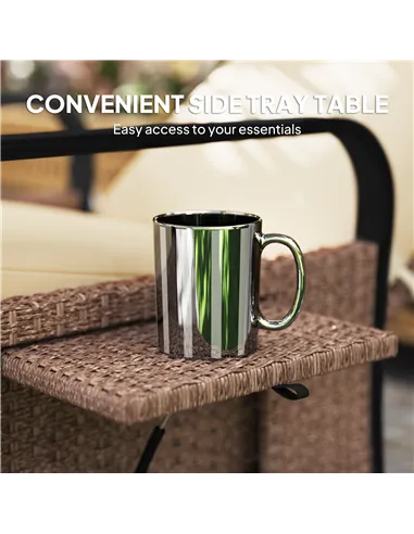 Outsunny 140° Reclining Rattan Armchair - Brown/Khaki