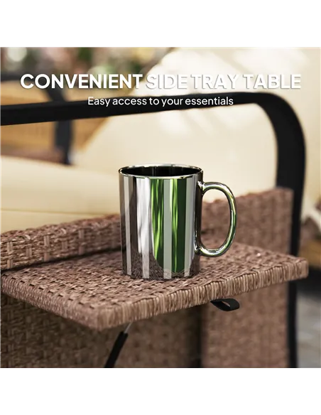 Outsunny 140° Reclining Rattan Armchair - Brown/Khaki