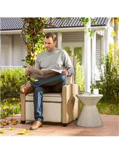 Outsunny 145° Reclining Rattan Armchair, with Footrest - Khaki/Beige 2