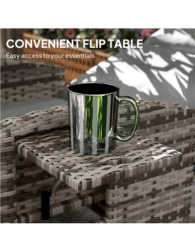 Outsunny 145° Reclining Rattan Armchair, with Footrest - Mixed Grey/Grey