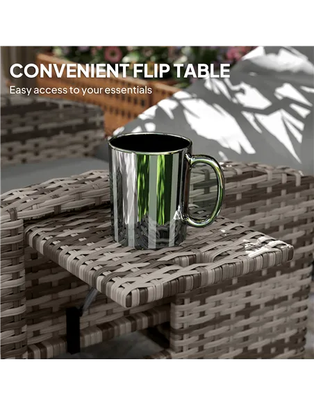 Outsunny 145° Reclining Rattan Armchair, with Footrest - Mixed Grey/Grey