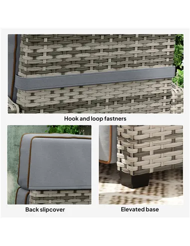 Outsunny 145° Reclining Rattan Armchair, with Footrest - Mixed Grey/Grey