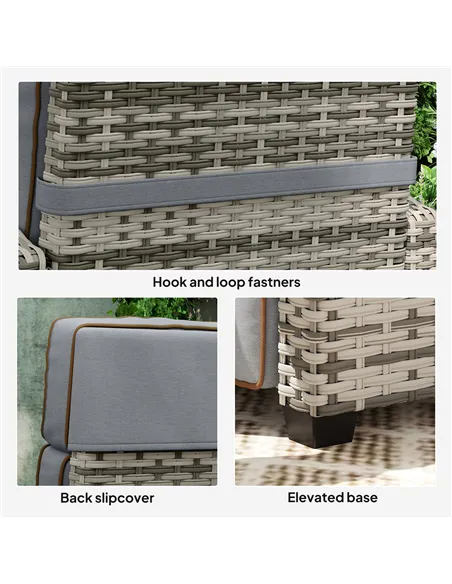 Outsunny 145° Reclining Rattan Armchair, with Footrest - Mixed Grey/Grey