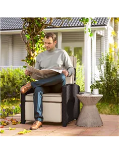Outsunny 145° Reclining Rattan Armchair, with Footrest - Brown/Khaki 2