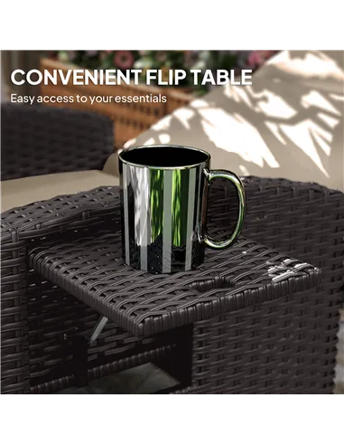 Outsunny 145° Reclining Rattan Armchair, with Footrest - Brown/Khaki