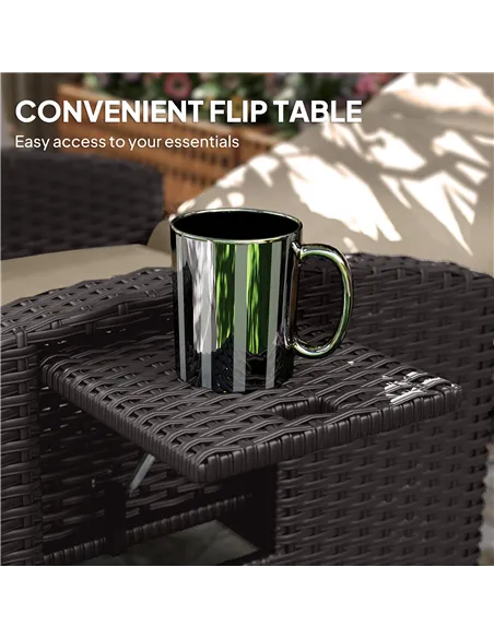 Outsunny 145° Reclining Rattan Armchair, with Footrest - Brown/Khaki