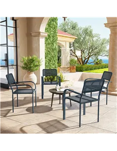 Outsunny Garden Chairs Set of 4, Stackable Rattan Effect Dining Chairs with Armrest, Weather Resistant and Lightweight Outdoor F 2