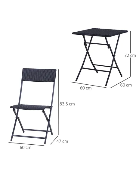 Outsunny 2-Seater Rattan Furniture Set-Black