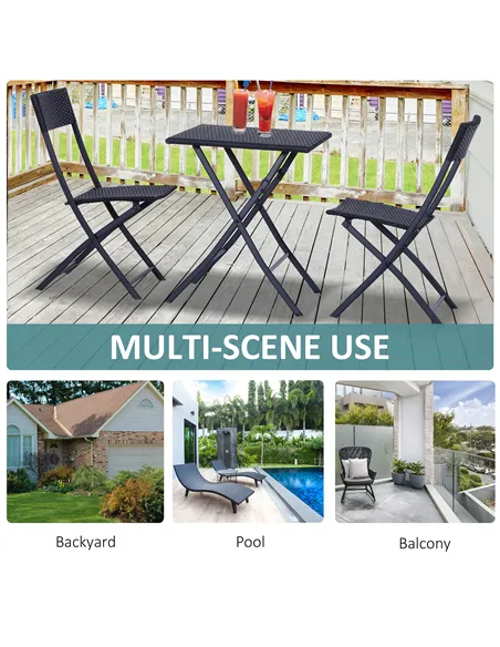 Outsunny 2-Seater Rattan Furniture Set-Black