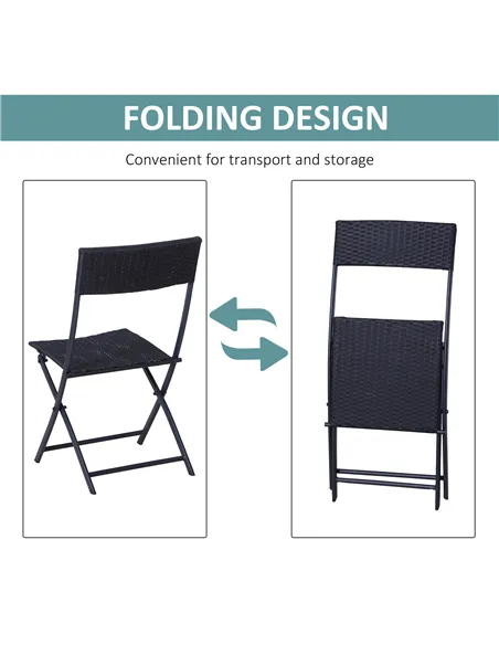 Outsunny 2-Seater Rattan Furniture Set-Black