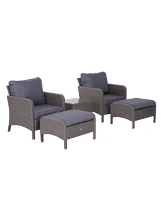 Outsunny 2-Seater Rattan Furniture Set, Steel Frame-Grey