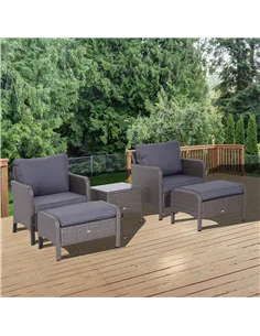 Outsunny 2-Seater Rattan Furniture Set, Steel Frame-Grey 2