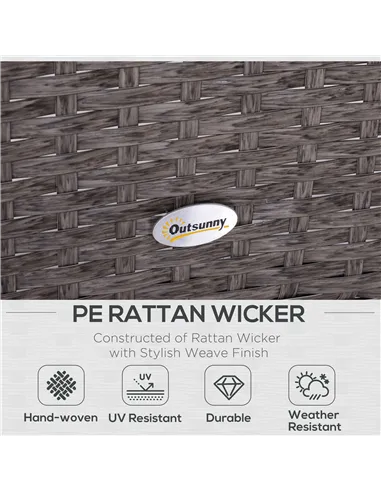 Outsunny 2-Seater Rattan Furniture Set, Steel Frame-Grey